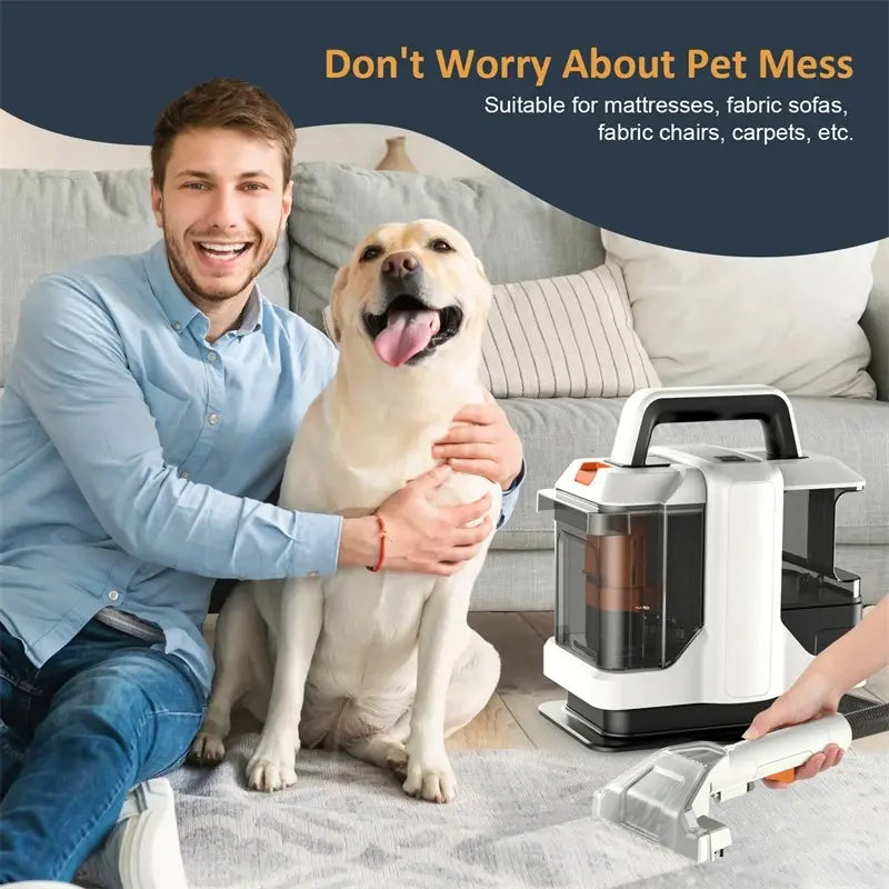 Portable Carpet Cleaner Machine with 15KPa Suction, Dual Water Tank & Deep Cleaning Power