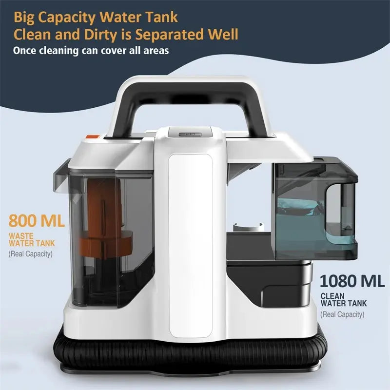 Portable Carpet Cleaner Machine with 15KPa Suction, Dual Water Tank & Deep Cleaning Power