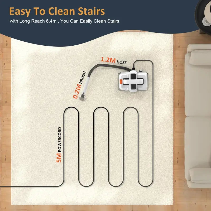 Portable Carpet Cleaner Machine with 15KPa Suction, Dual Water Tank & Deep Cleaning Power