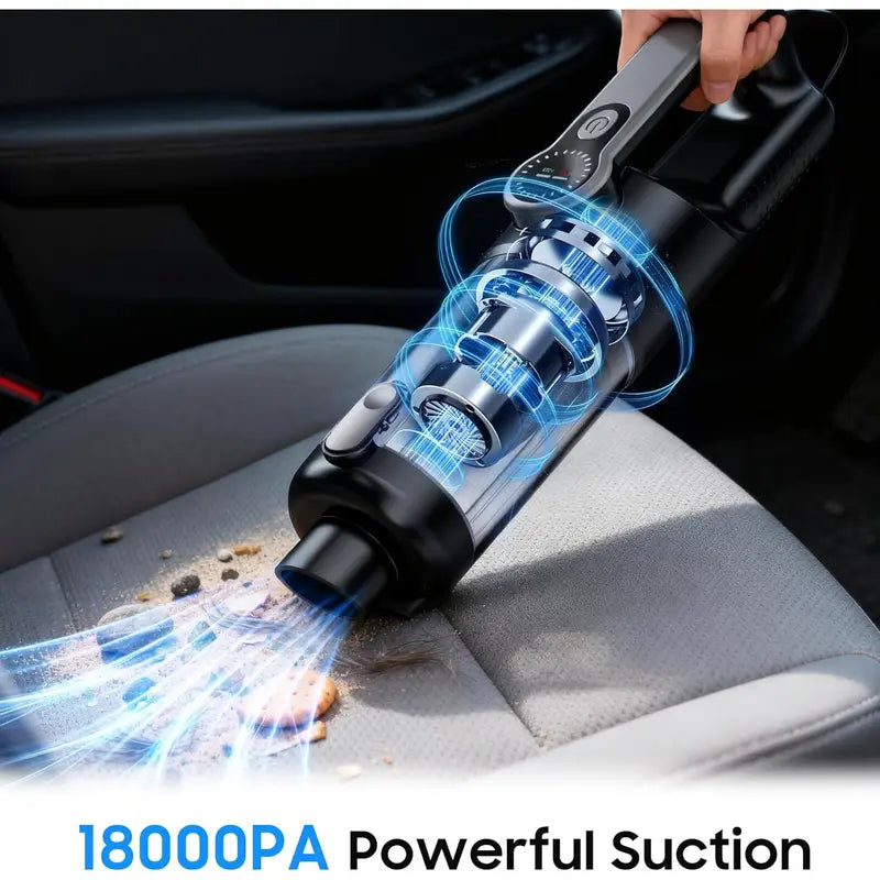 Cordless Handheld Vacuum Cleaner for Car Interior & Home – Portable Mini Vacuum with LED Light & Attachments