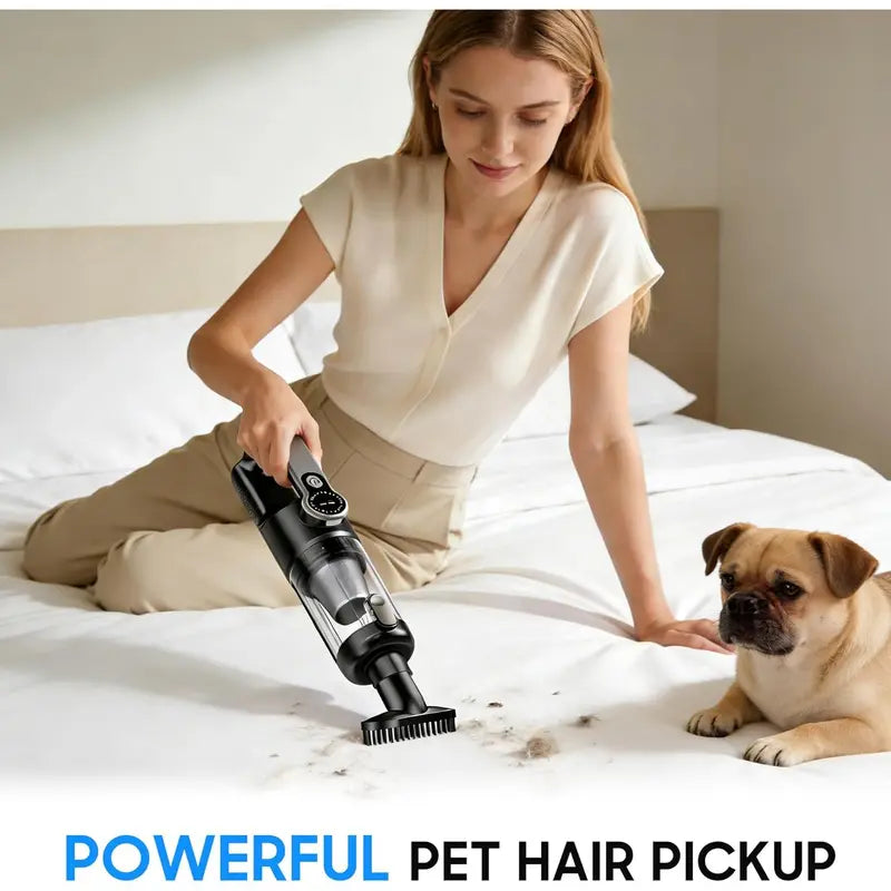 Cordless Handheld Vacuum Cleaner for Car Interior & Home – Portable Mini Vacuum with LED Light & Attachments