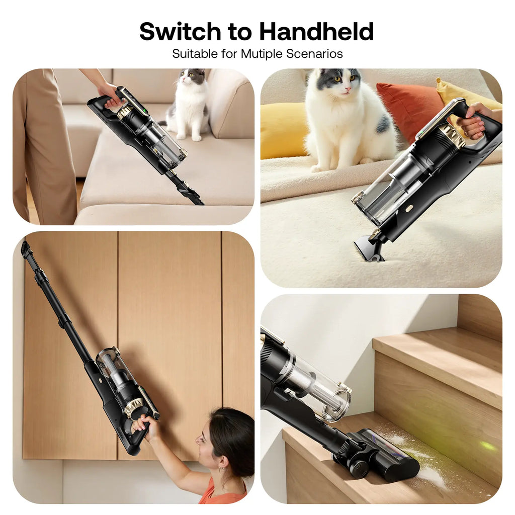 Cordless Stick Vacuum Cleaner with Self-Standing Design, Green LED Light & 50-Min Runtime