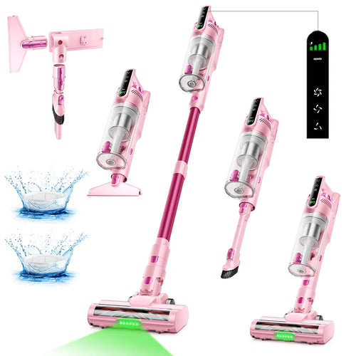 Cordless Stick Vacuum Cleaner with Self-Standing Design, Green LED Light & 50-Min Runtime