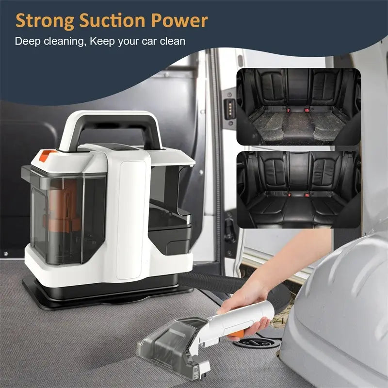 Portable Carpet Cleaner Machine with 15KPa Suction, Dual Water Tank & Deep Cleaning Power