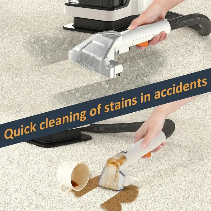 Portable Carpet Cleaner Machine with 15KPa Suction, Dual Water Tank & Deep Cleaning Power