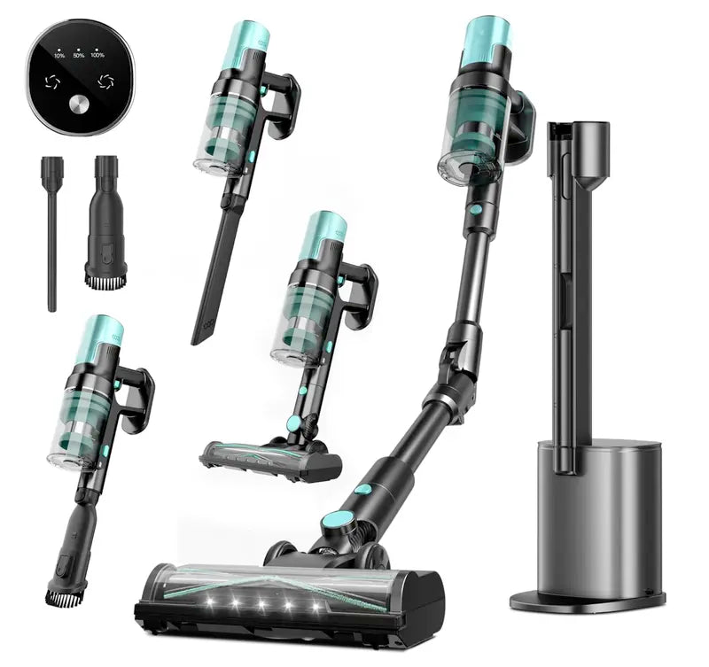 3-in-1 Cordless Stick Vacuum Cleaner with Self-Emptying Dust System, 25KPa Suction & Bendable Handle