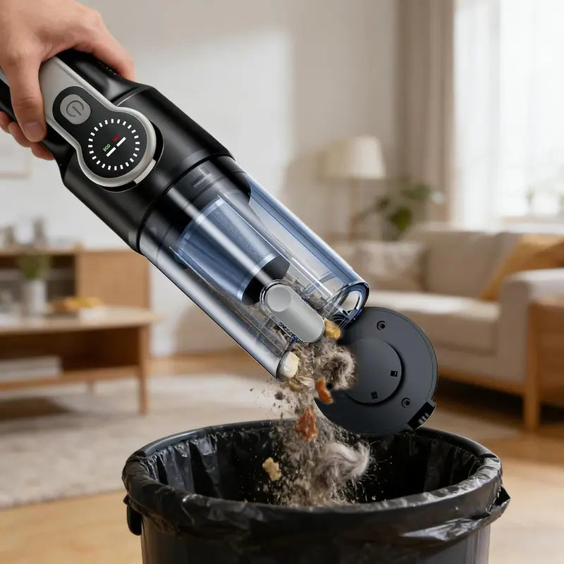 Cordless Handheld Vacuum Cleaner for Car Interior & Home – Portable Mini Vacuum with LED Light & Attachments