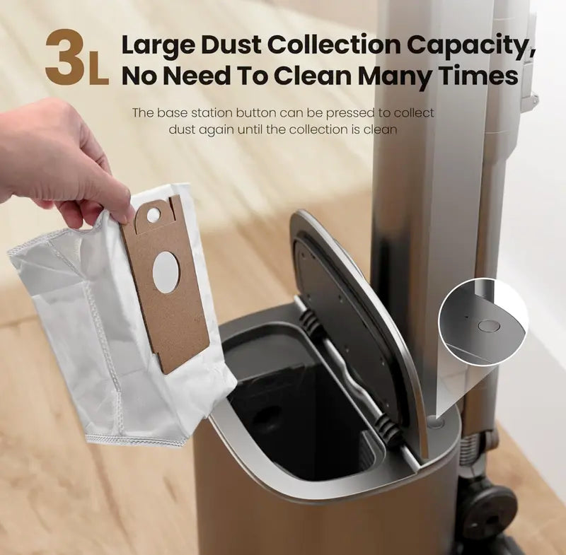 3-in-1 Cordless Stick Vacuum Cleaner with Self-Emptying Dust System, 25KPa Suction & Bendable Handle
